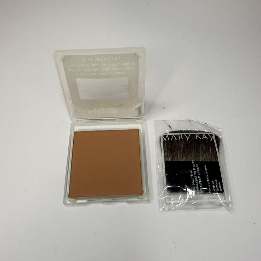 Mary Kay Sheer Mineral Pressed Powder Makeup .32 oz Bronze 1 #015139 + Brush NEW